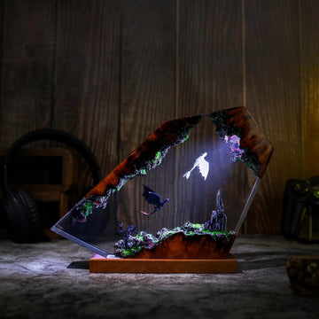 Lámpara Decorativa de Dragón en Resina